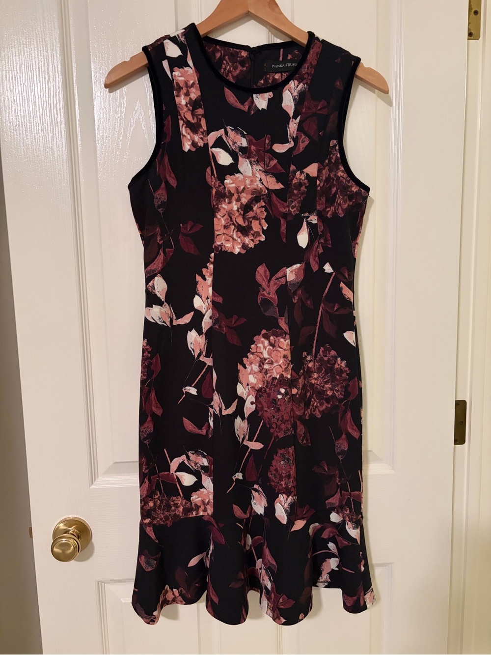 Ivanka Trump Black Floral Sleeveless A-Line Dress